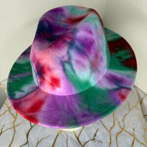 Boho Chic Fedora – Red, Green & Purple Tie-Dye Style